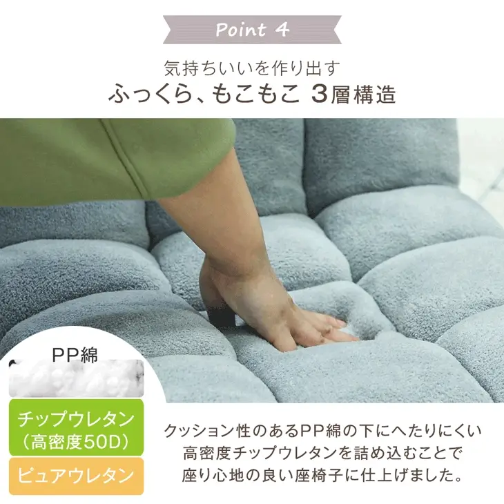 一人掛け 3way リクライニング 座椅子 42段ギア ニュアンスカラー ハイバック ソファベッド カウチソファ 折り畳み〔15210104〕