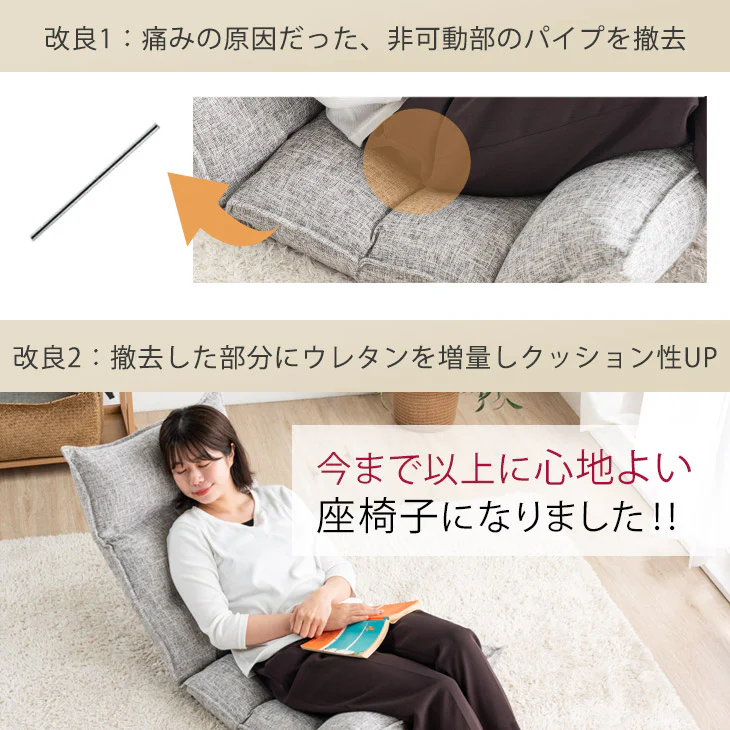 リクライニング座椅子 14段ギア 低反発 コンパクト オールシーズンOK！ ファブリック  ダリアン生地〔65170001〕