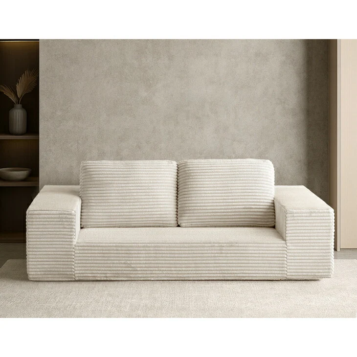 ［幅160］コーデュロイソファ 二人掛け ロータイプ 圧縮 肘付き ウレタン 北欧 ローソファ〔42500129〕
