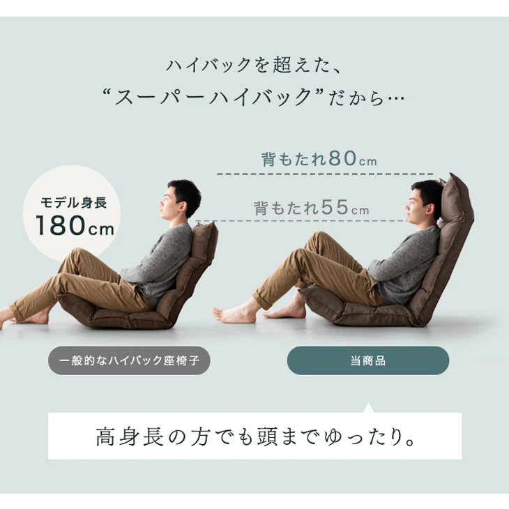 座椅子 ハイバック 低反発 42段階 リクライニング座椅子 チェア 〔15210015〕