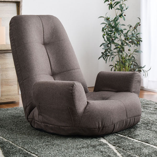 ポケットコイル 座椅子 リクライニング 肘掛け  ハイバック ソファ〔15210065〕