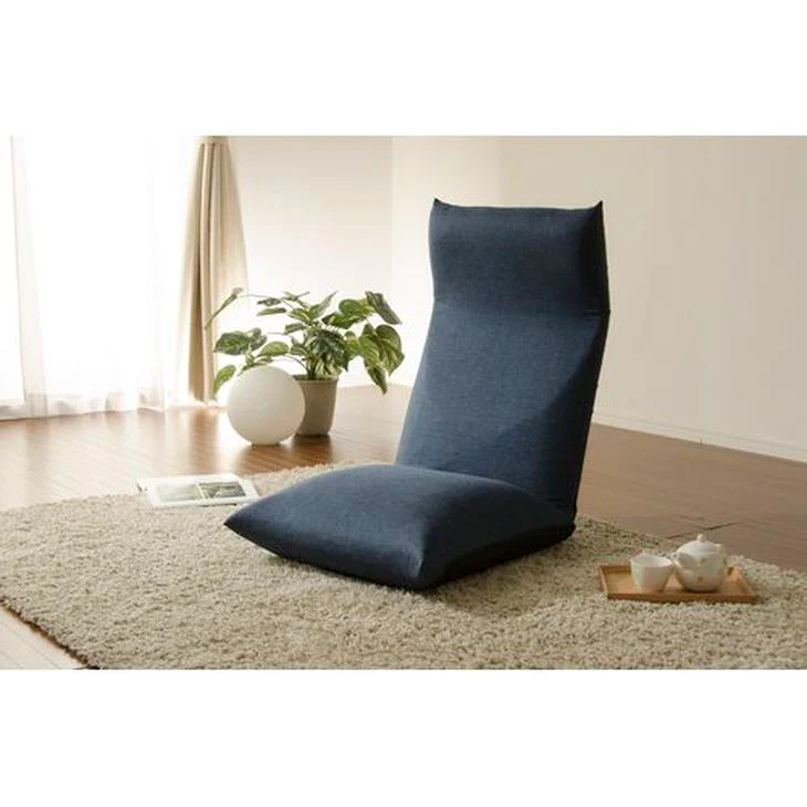 日本製 ポケットコイル 座椅子 ブルー 14段階 リクライニング 〔4403010500〕