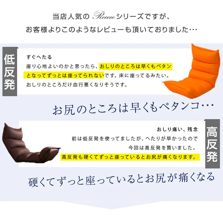 座椅子 ポケットコイル 低反発 リクライニング〔43000000〕