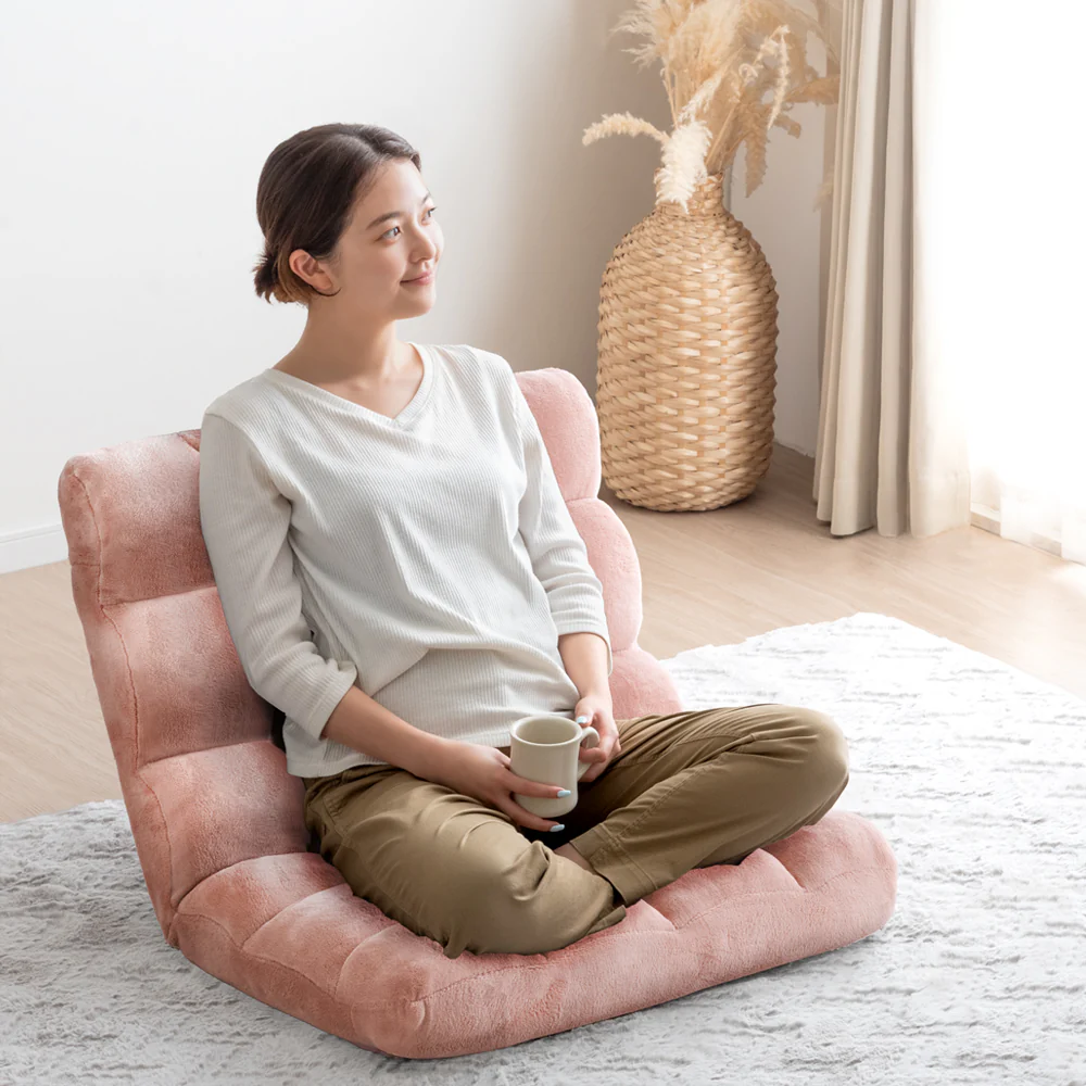 ［幅65cm］14段階 リクライニング ワイド ニュアンスカラー 座椅子 1人掛け 折り畳み コンパクト〔15200127〕