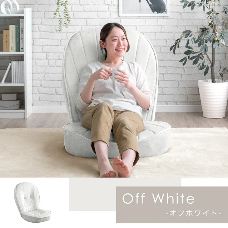 ハイバック シェル型 座椅子 14段階 リクライニング へたりにくい ポケットコイル コンパクト 持ち運び 極厚 耐久性 貝殻 背もたれ ベロア〔15210193〕