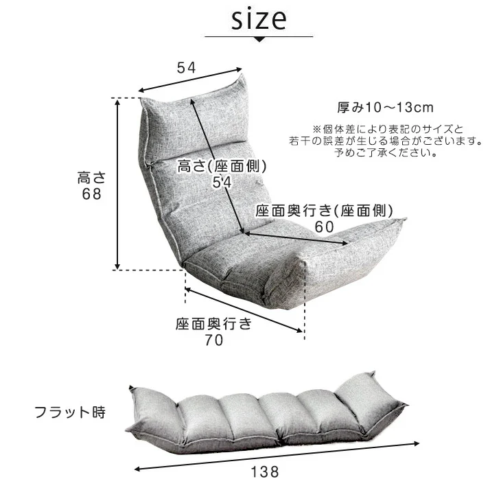座椅子 ポケットコイル 低反発 リクライニング〔43000000〕