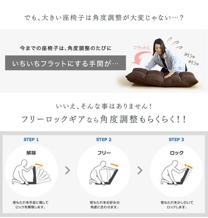 座椅子 ハイバック 低反発 42段階 リクライニング座椅子 チェア 〔15210015〕