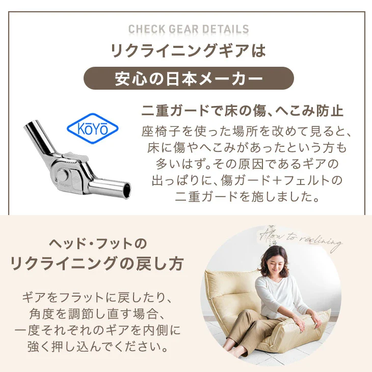 座椅子 リクライニング 14段ギア ハイバック 低反発 コーデュロイ 北欧〔15200129〕