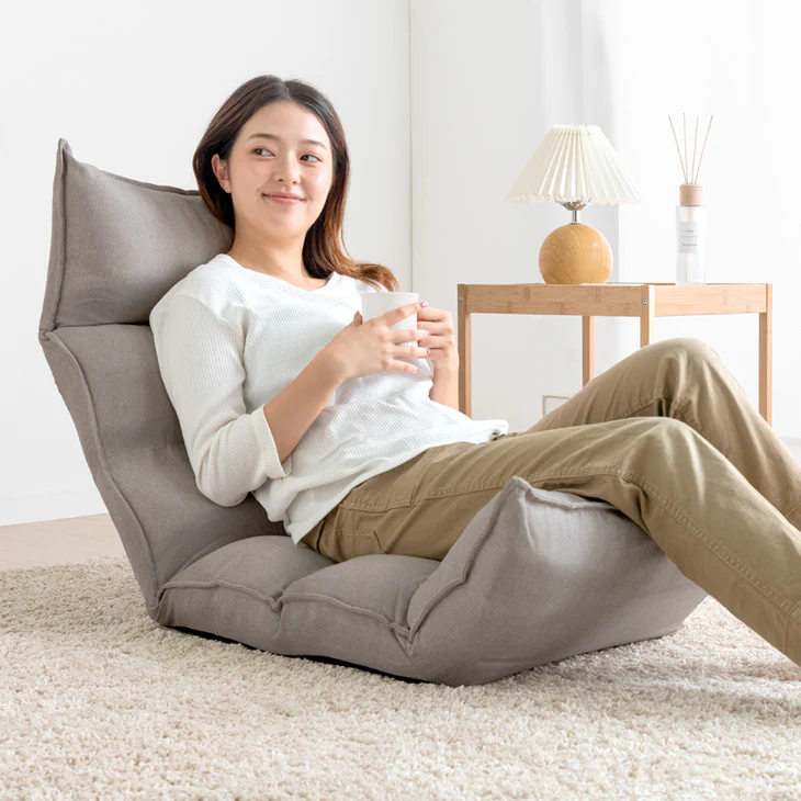 リクライニング座椅子 14段ギア 低反発 コンパクト オールシーズンOK！ ファブリック  ダリアン生地〔65170001〕