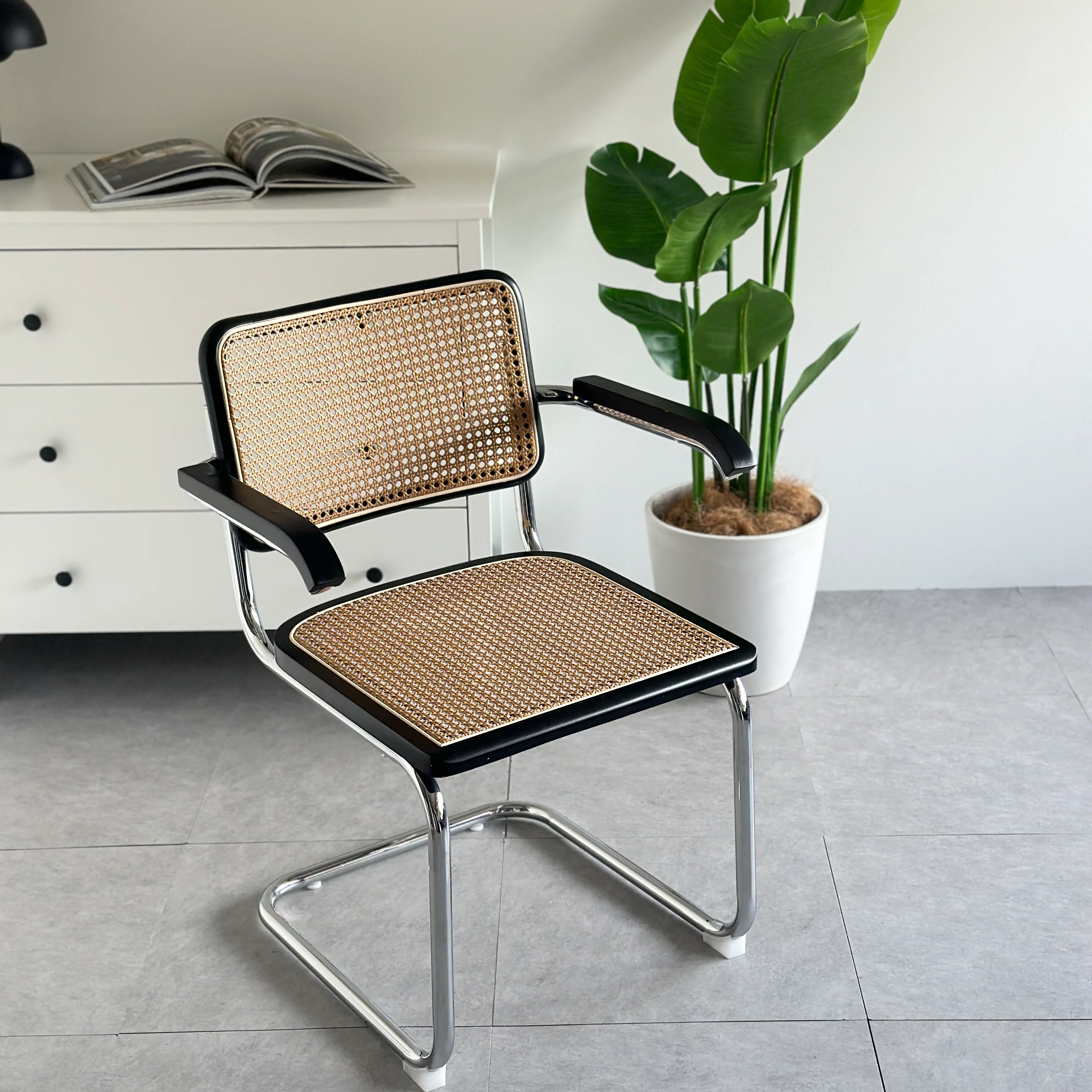 ラタンパイプチェア 肘掛け付