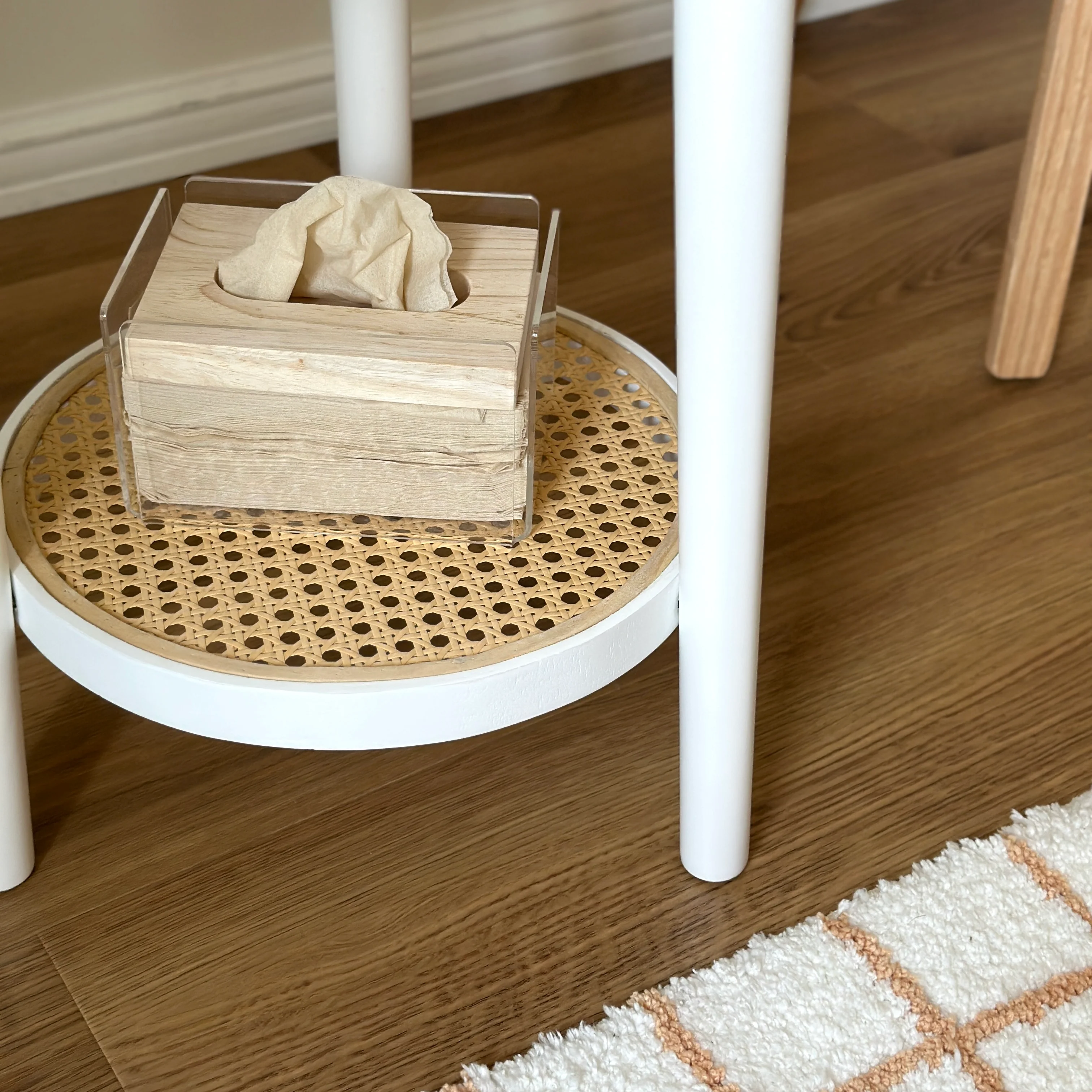 ラタン調ラウンドミニテーブル