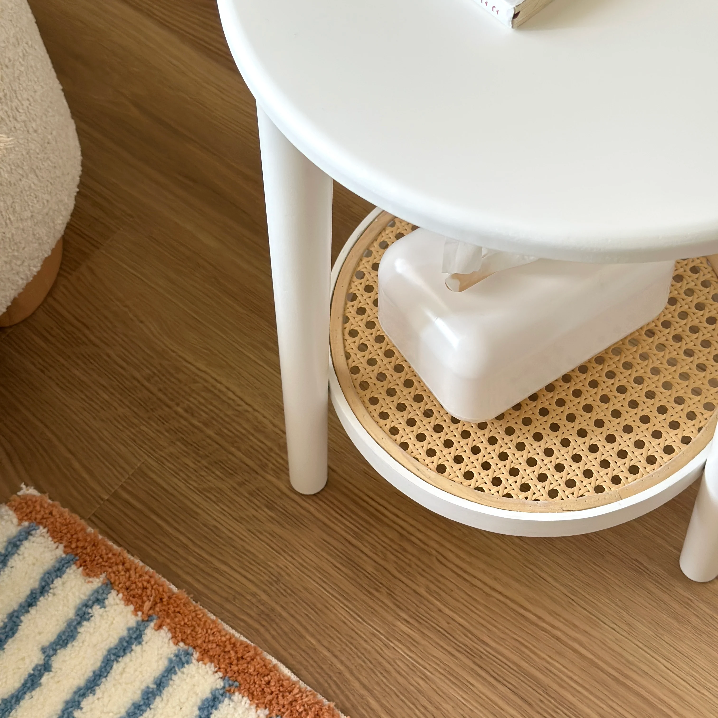 ラタン調ラウンドミニテーブル