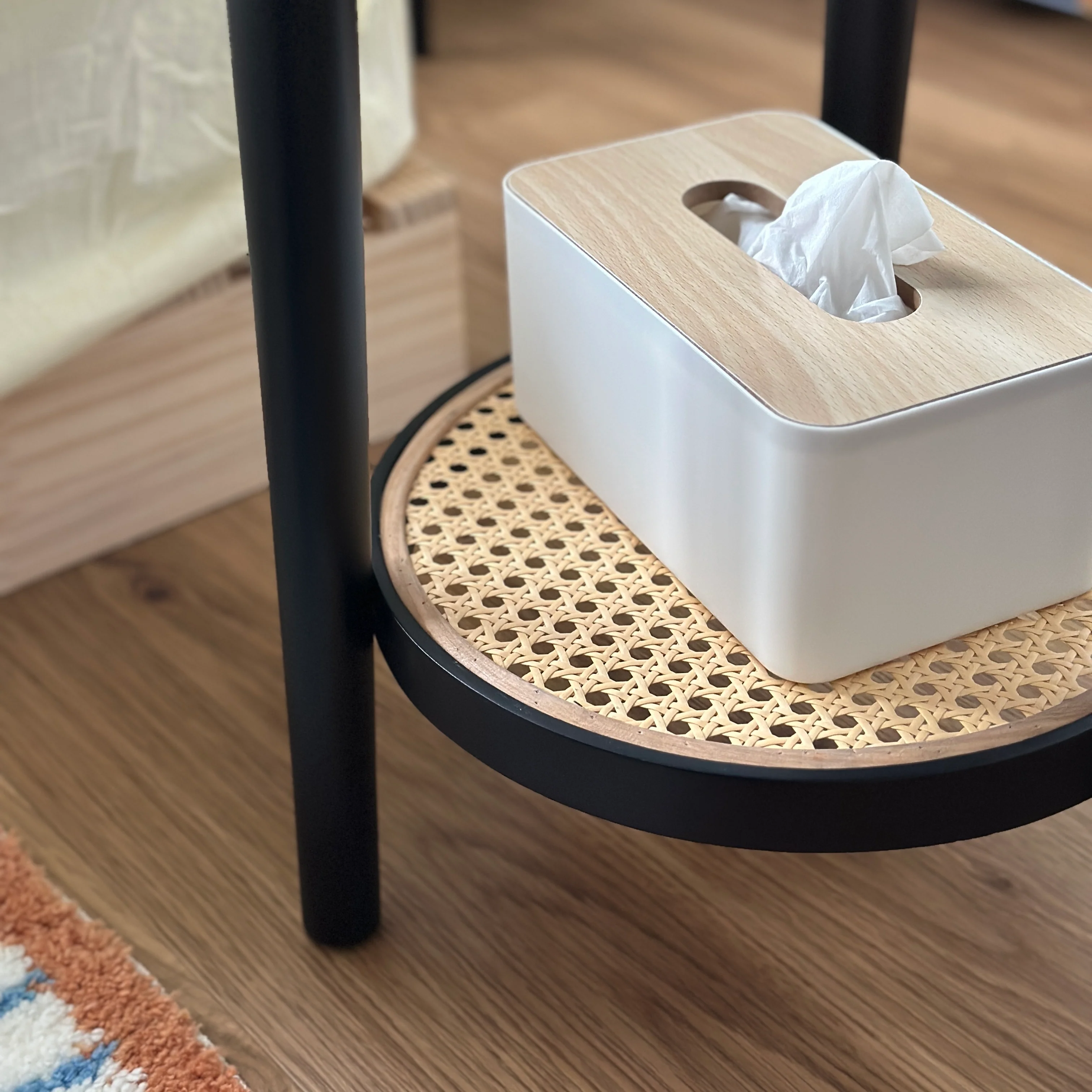 ラタン調ラウンドミニテーブル