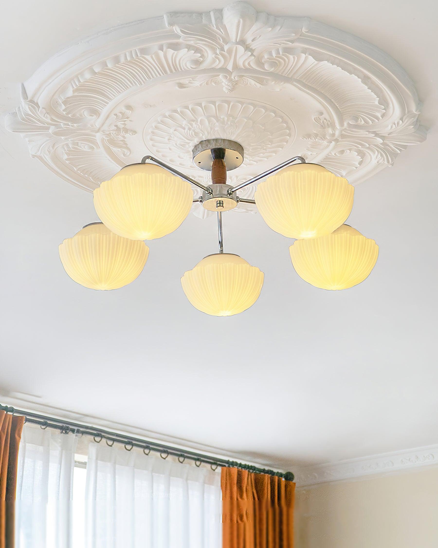 リブウォールナットシーリングランプ