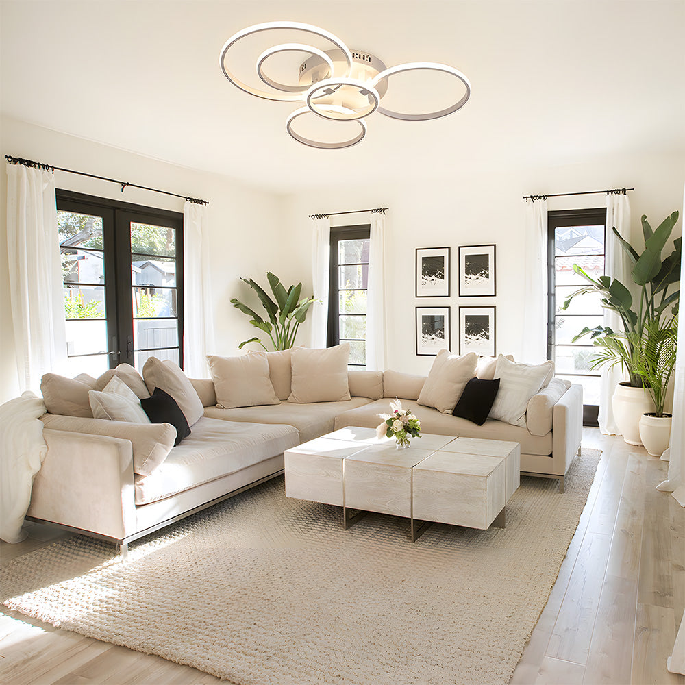 ユニークなデザインのサークルリングメタルLEDシーリングライト