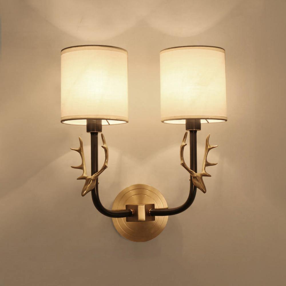 Brass Deer Head Wall Light