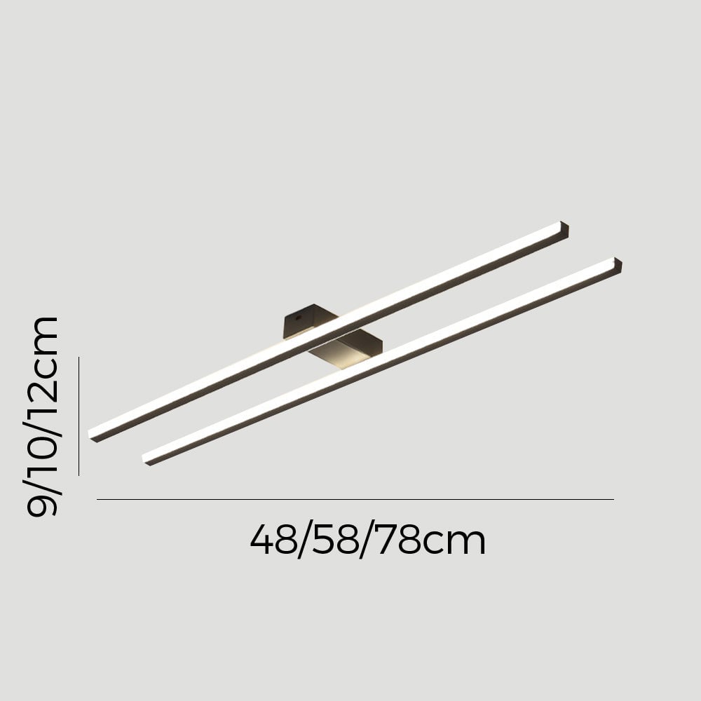 インダストリアルミニマリストアイアンリビングルームダブルリニアLEDシーリングライト