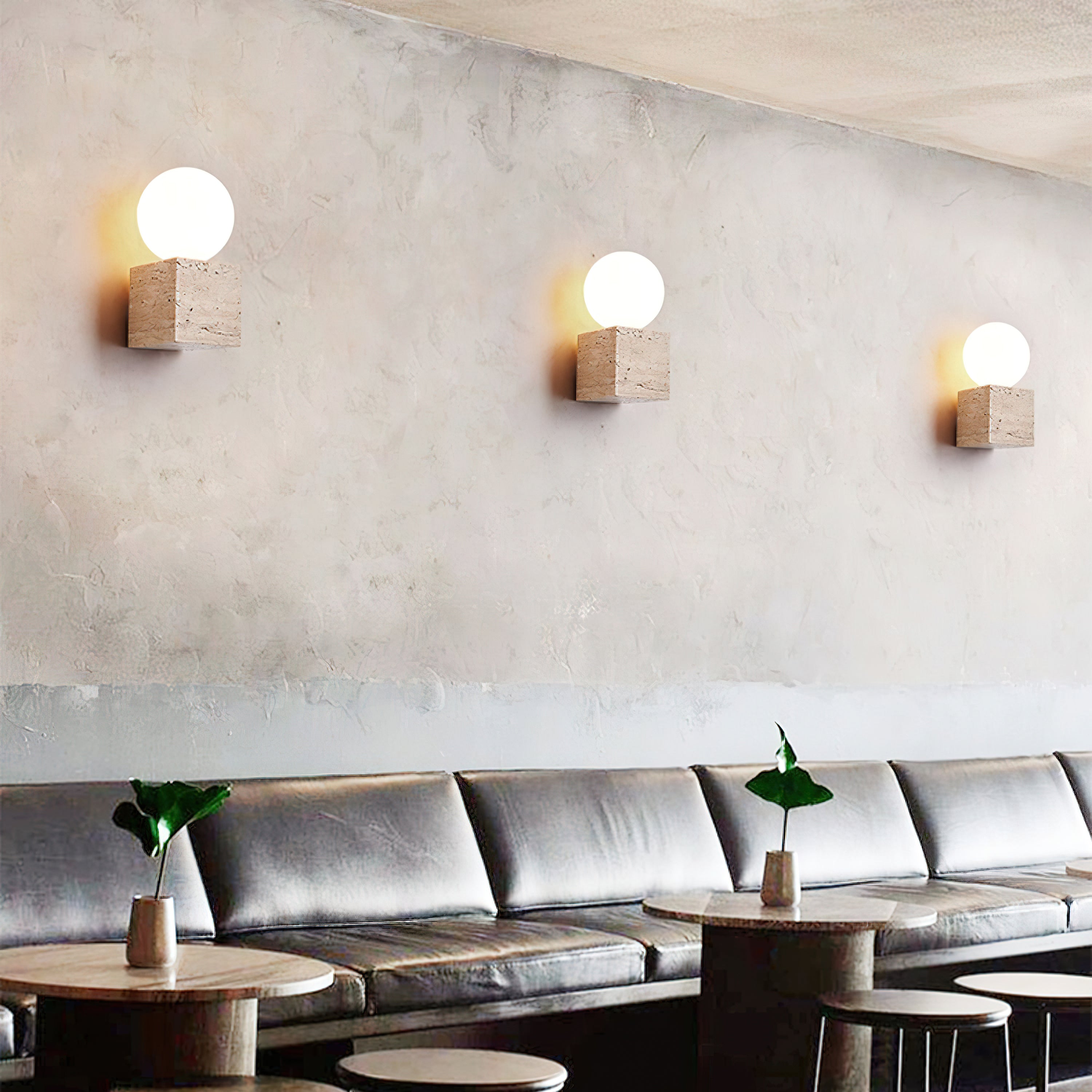 キューブストーンウォールランプ