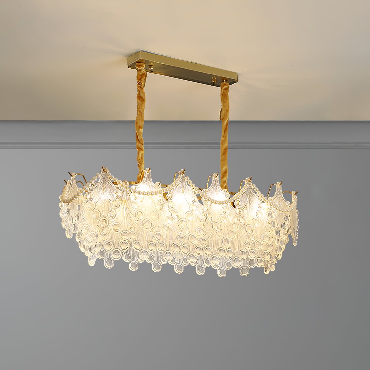 ブロンズ彫刻ガラスシャンデリア