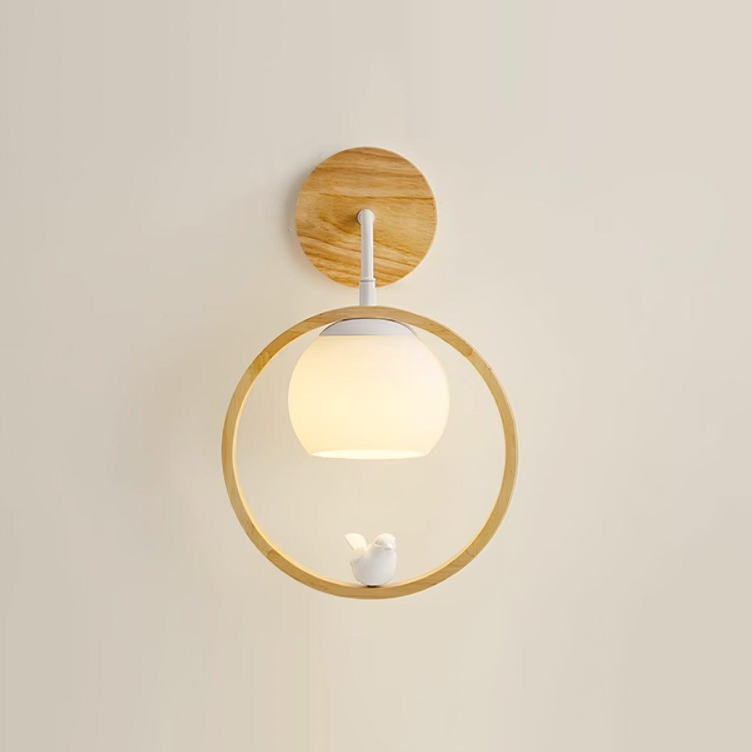 Wood Bird Wall Lamp