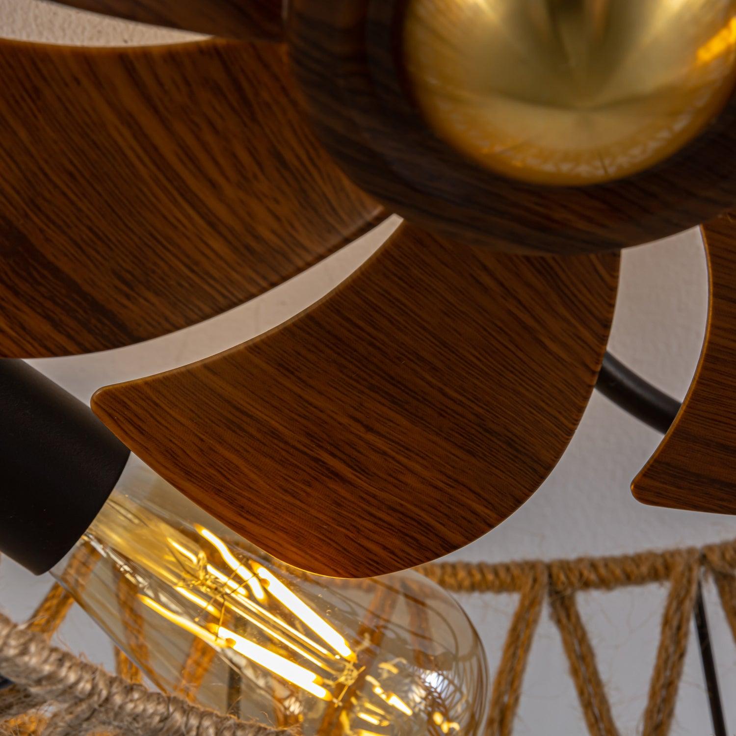 リモコンシーリングファンランプ付き麻ひも