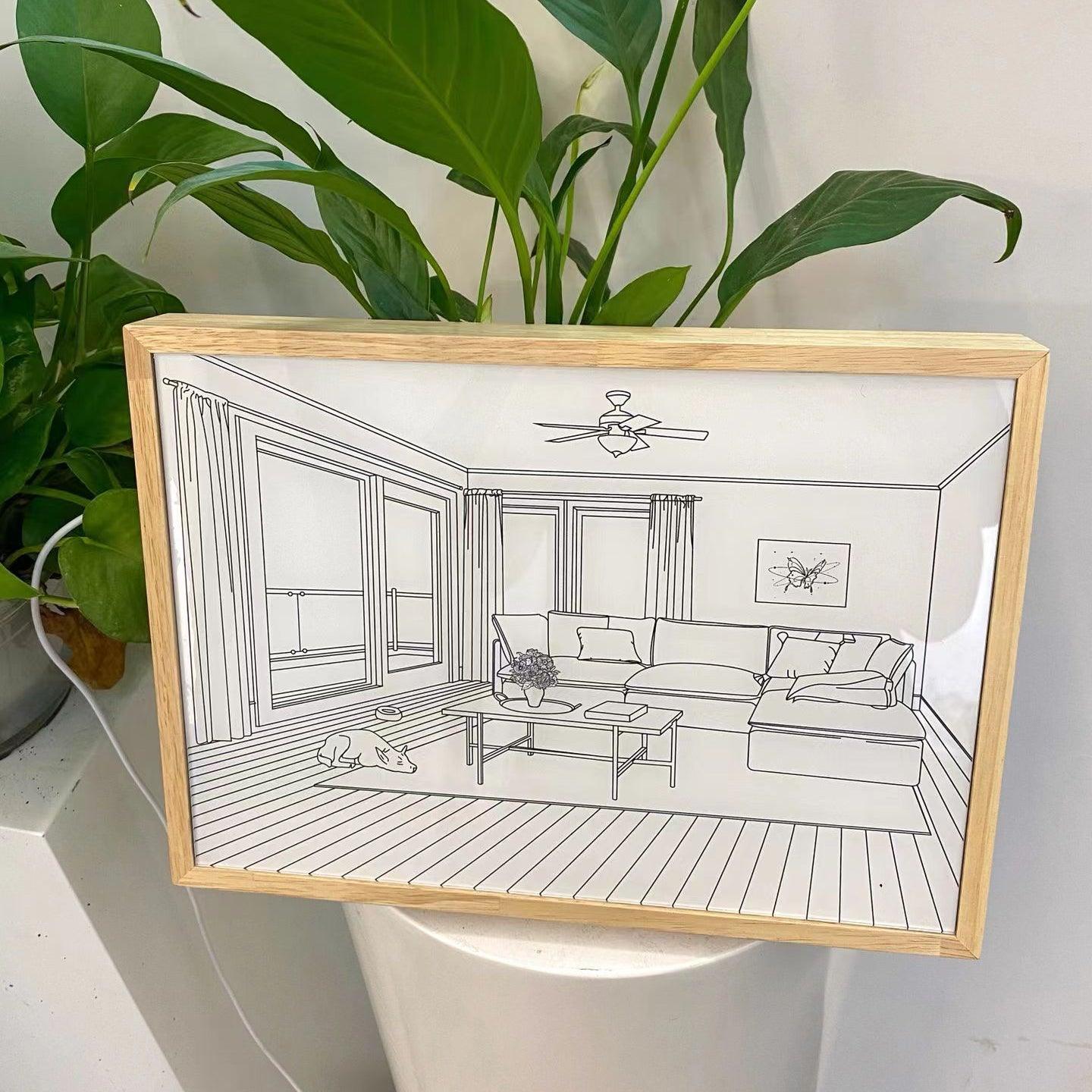 日光浴する犬の壁画アートランプ