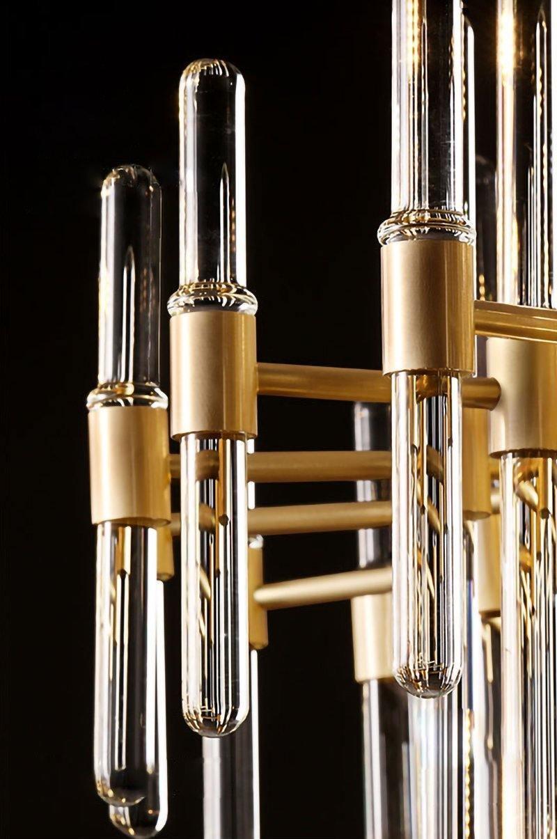 Clear Glass Rods Brass Chandelier