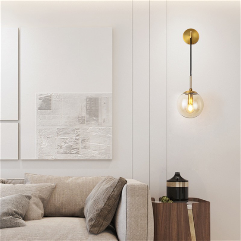 北欧ガラスボールウォールライト