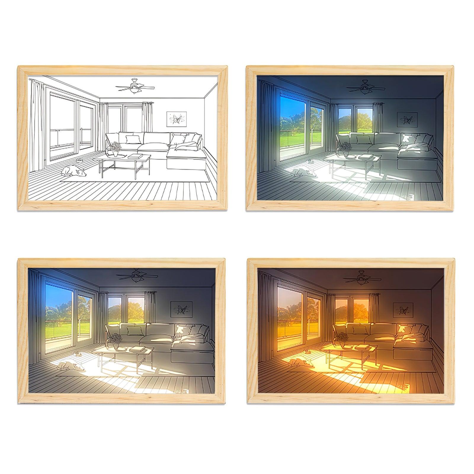 日光浴する犬の壁画アートランプ