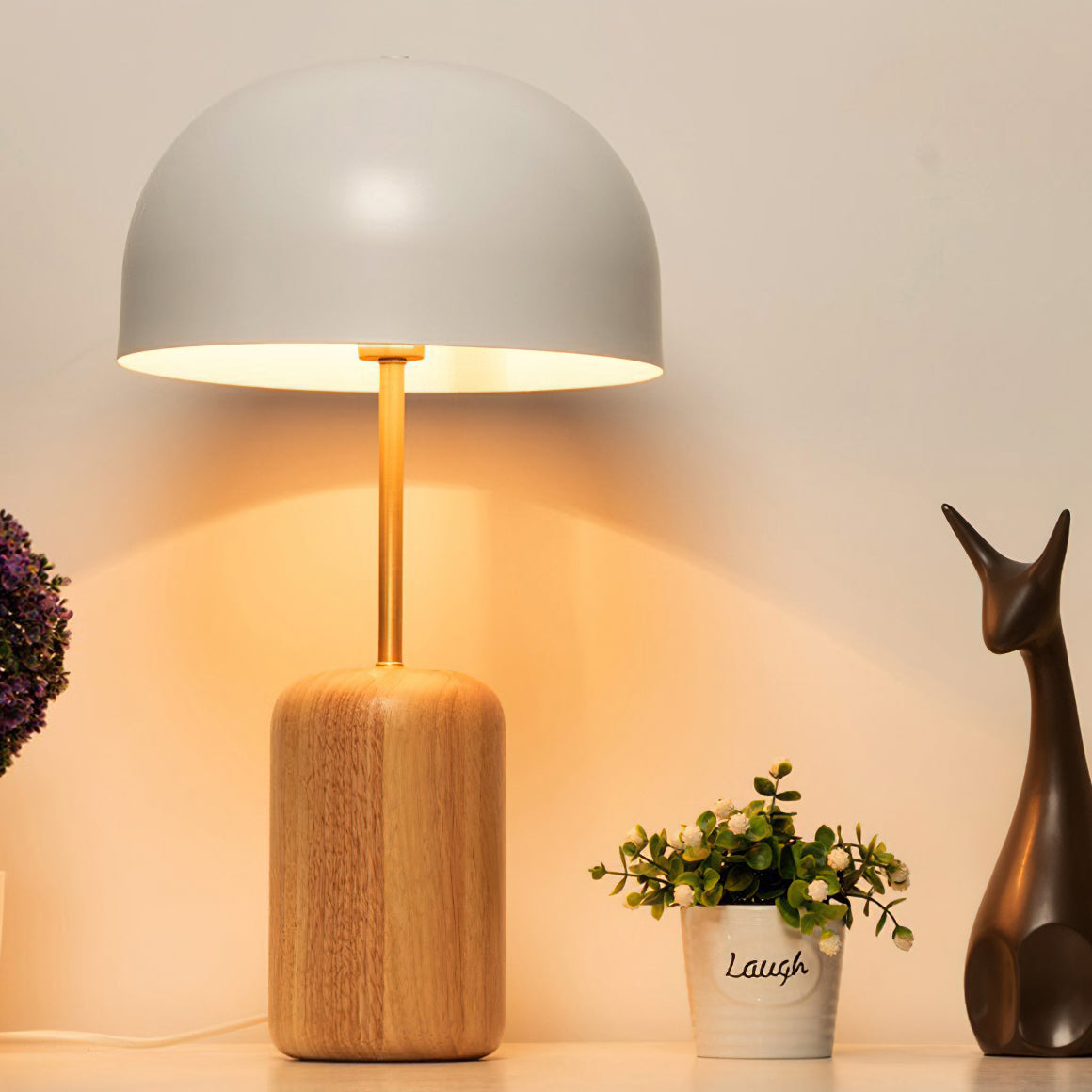 ウッドマッシュルームテーブルランプ