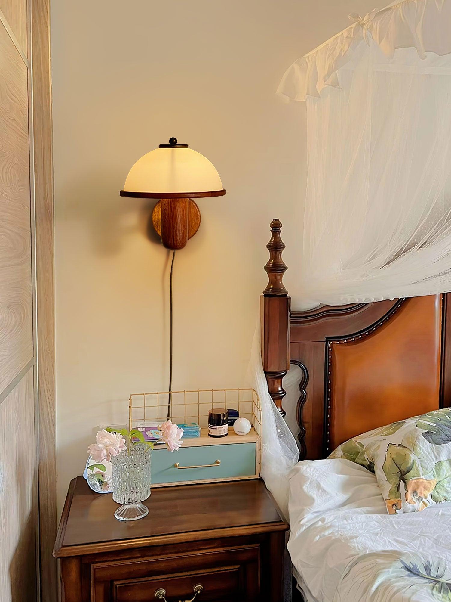 マッシュルームウッドウォールランプ