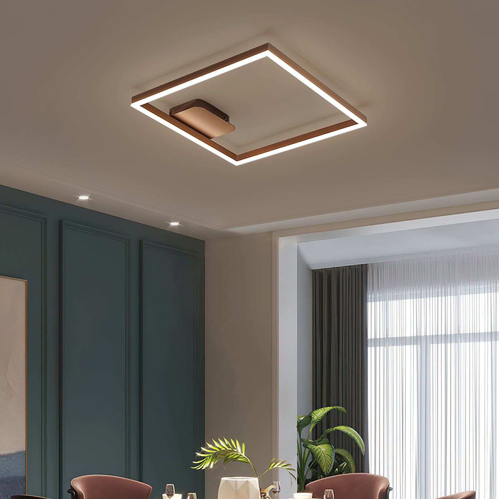 シンプルな幾何学模様の天井ランプ