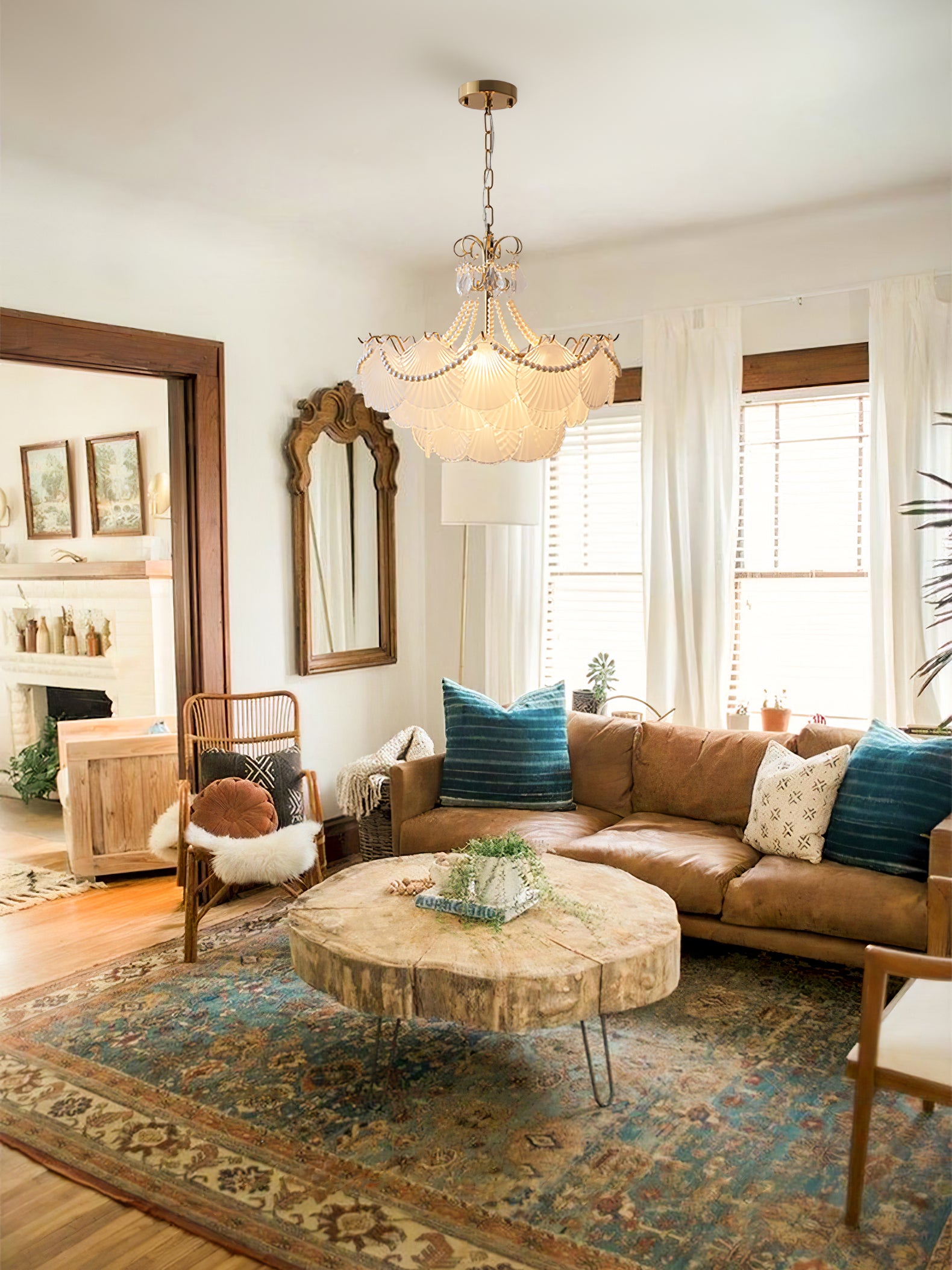 シェルシェードクリスタルシャンデリア