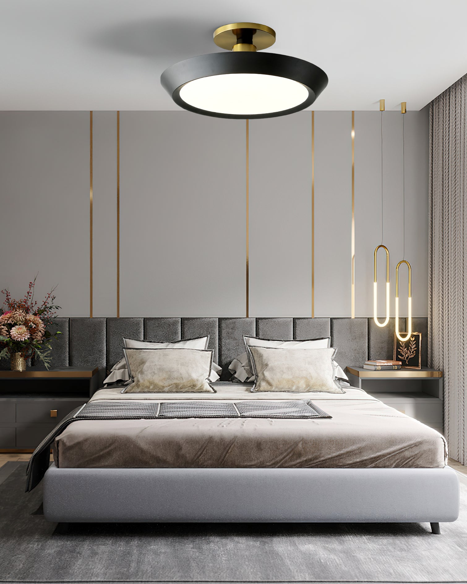 厚い楕円形の天井照明