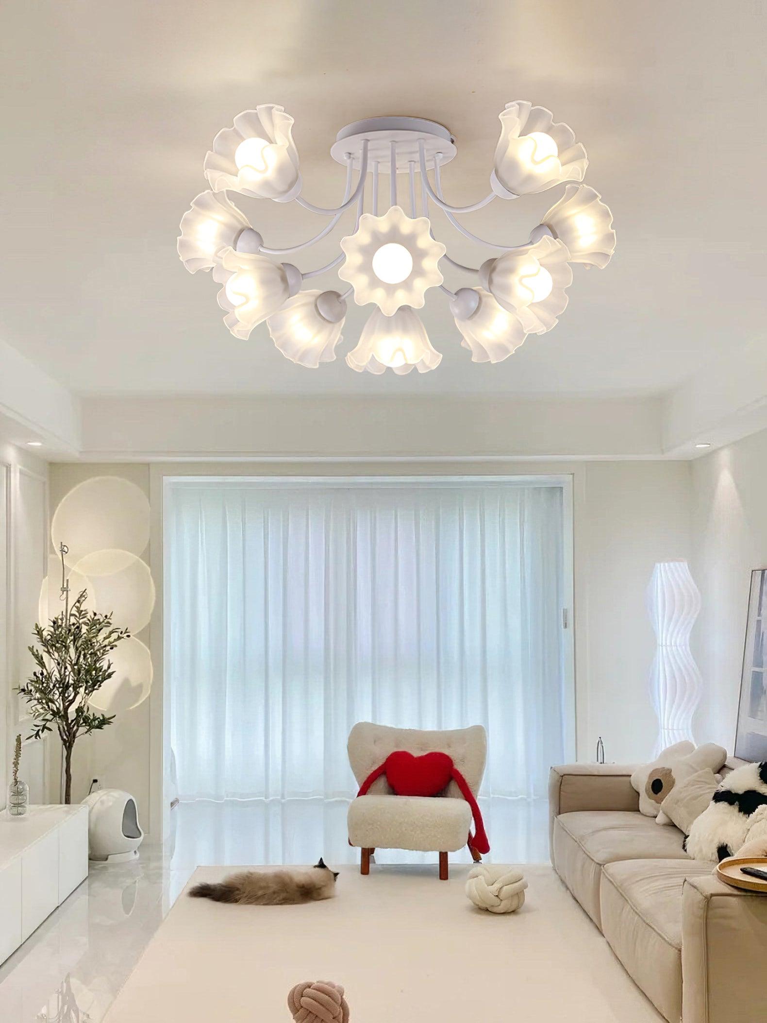 花の彫刻のシーリングランプ