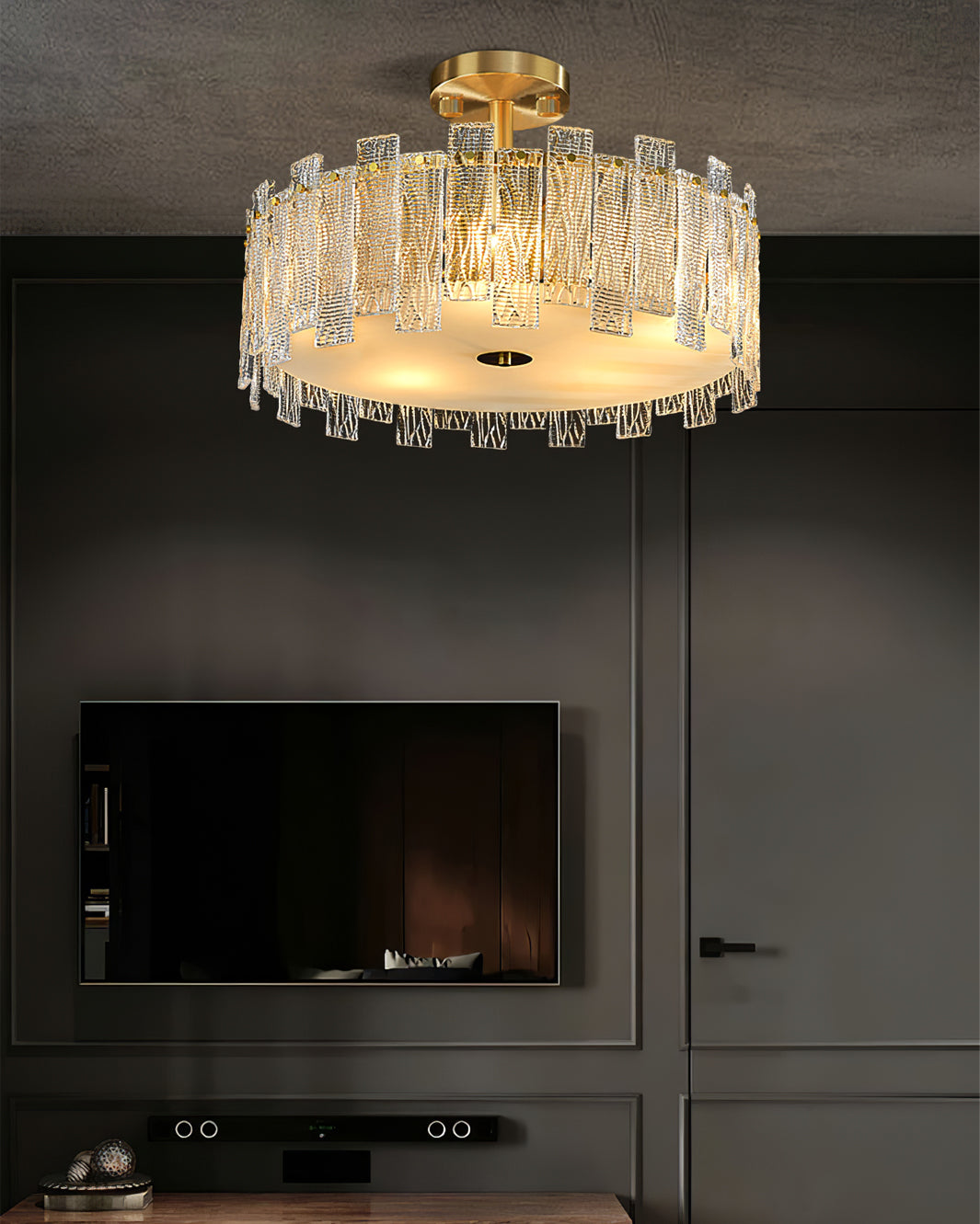 散乱ガラスの天井ランプ