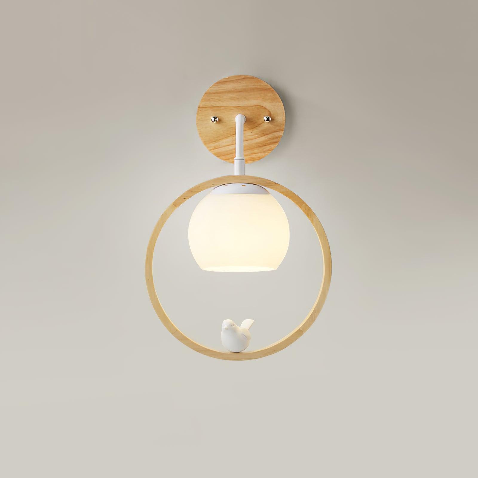 Wood Bird Wall Lamp
