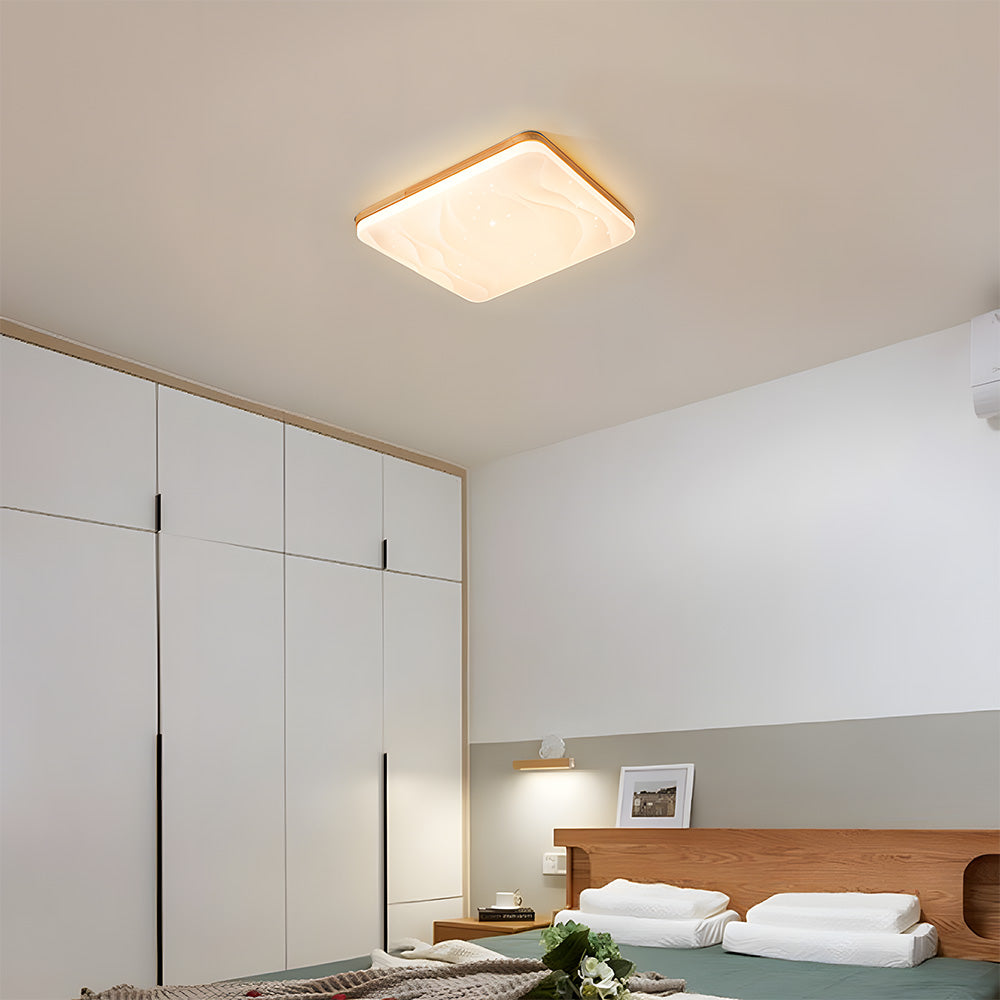 レトロミニマルな木製リビングルームLEDシーリングライト