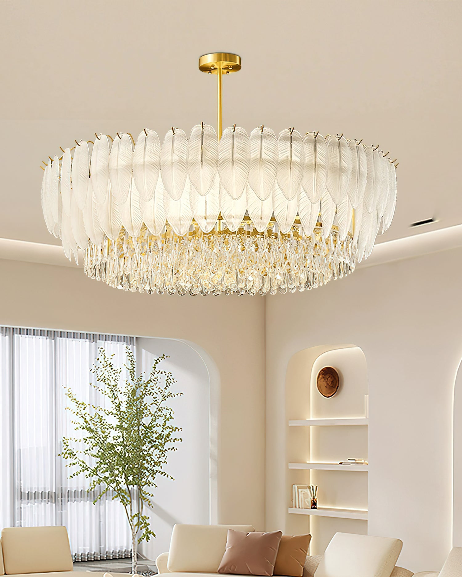 Greta Feather Crystal Chandelier