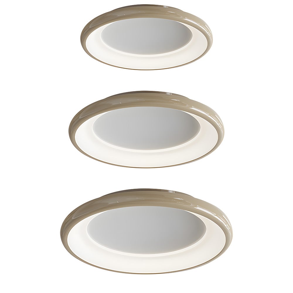 ミニマルなクリーム色の丸型LEDリビングルーム用シーリングライト