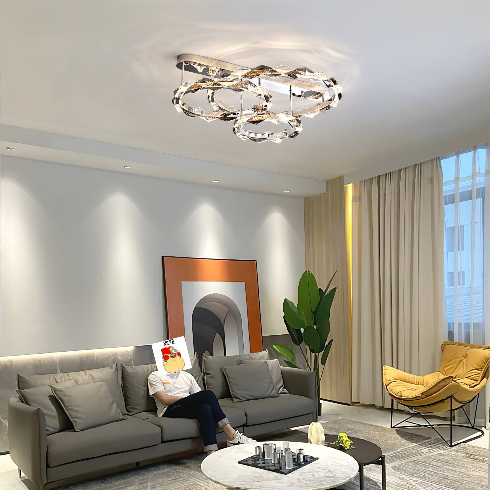 Rhombus Crystal Ceiling Lamp