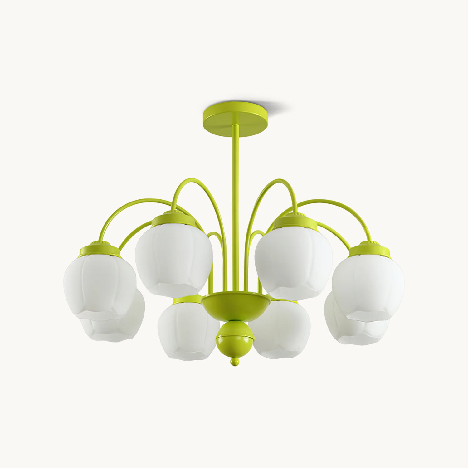 クリーム色の花のつぼみのガラスシャンデリア