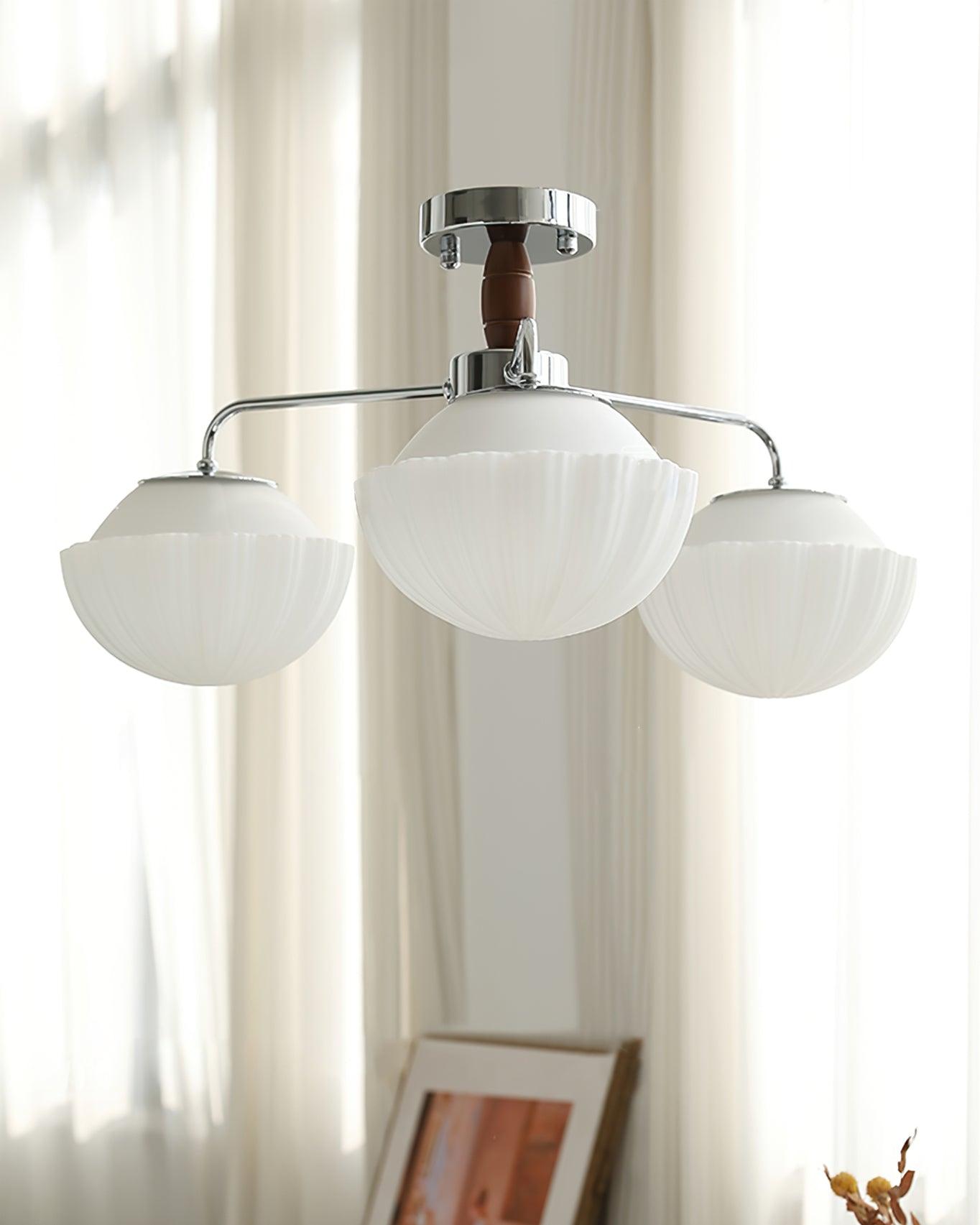 リブウォールナットシーリングランプ