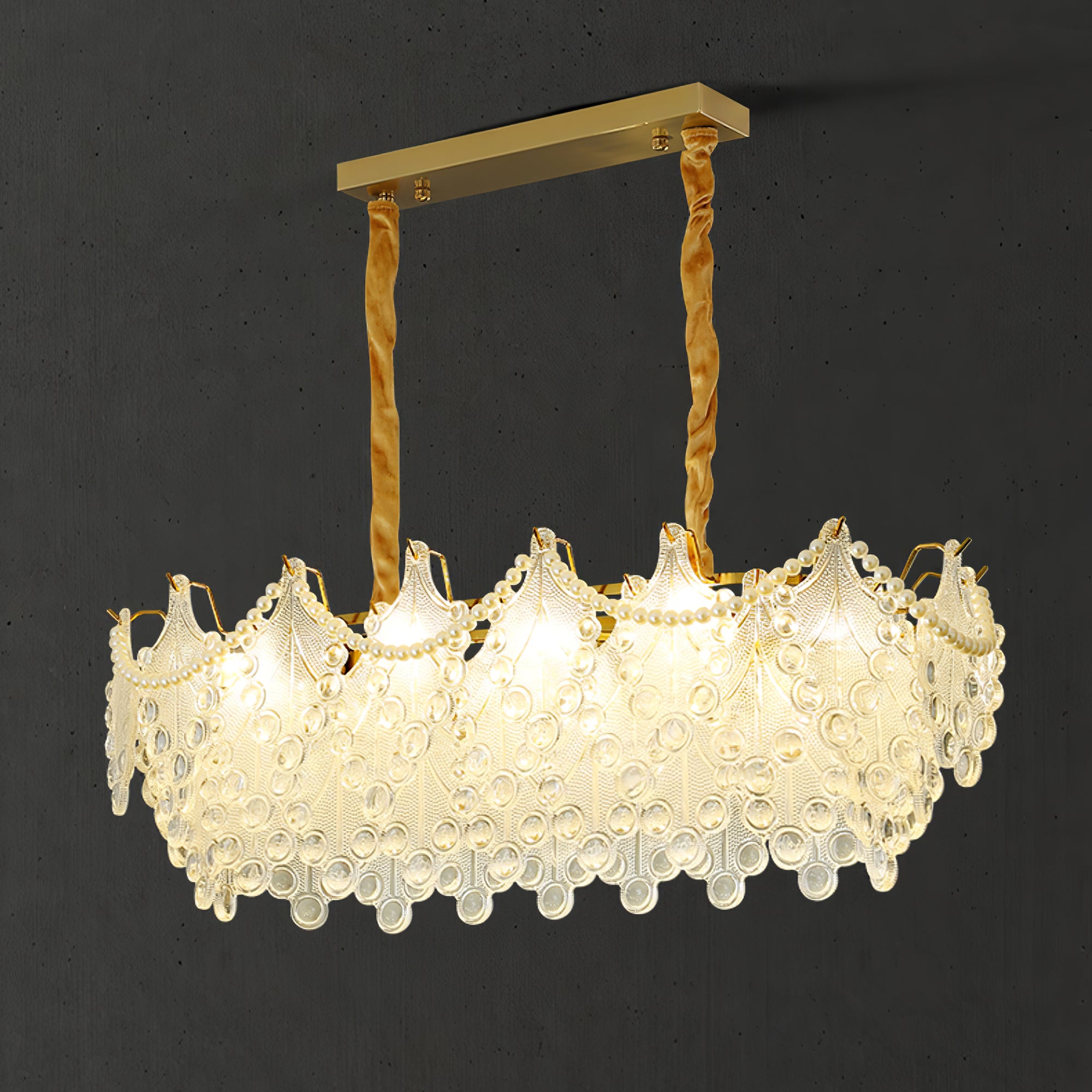 ブロンズ彫刻ガラスシャンデリア