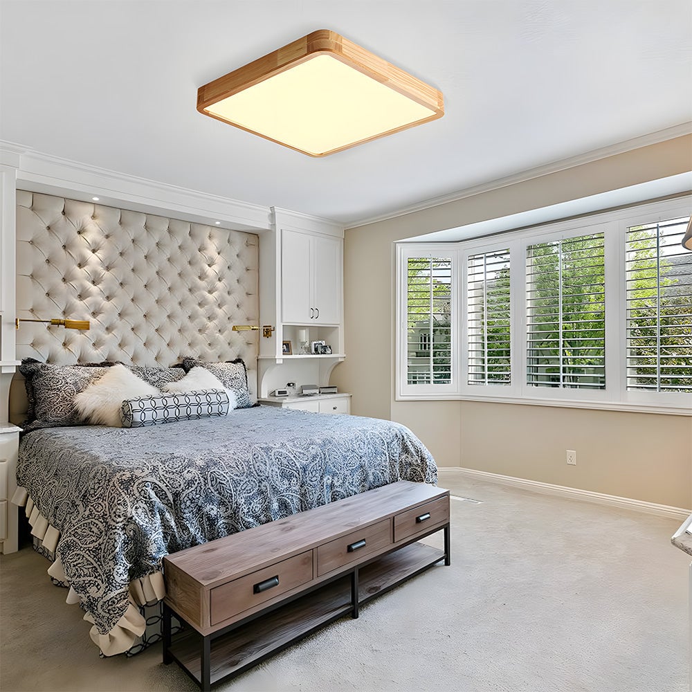 超薄型木製LEDフラッシュマウントシーリングランプ