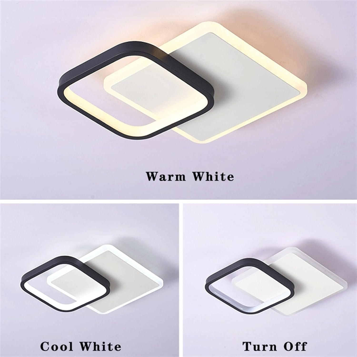 リビングルームに最適な、モダンな幾何学模様のアイアンブラックフラッシュLEDシーリングライト