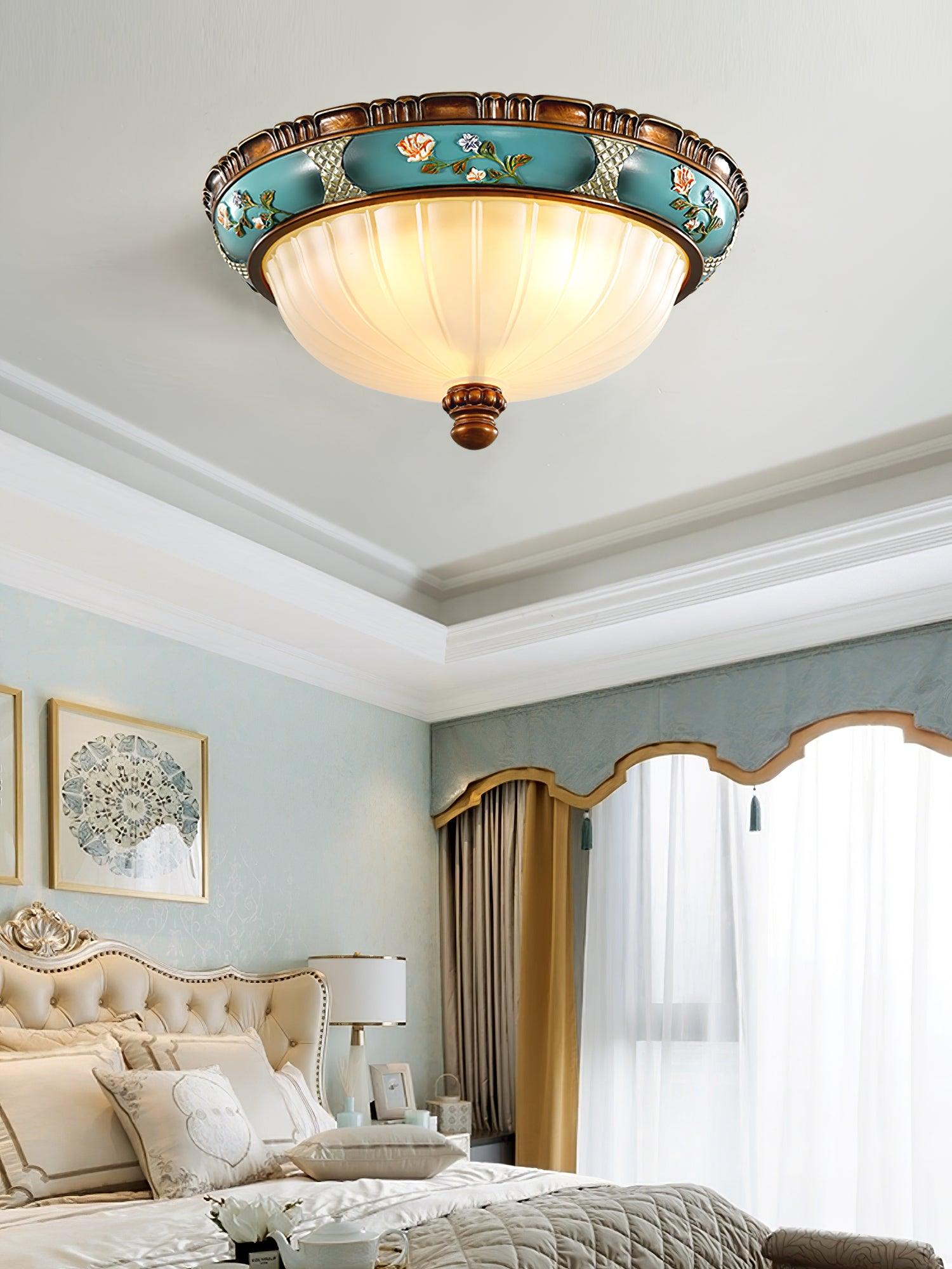 レトロな花柄樹脂埋め込み型シーリングライト