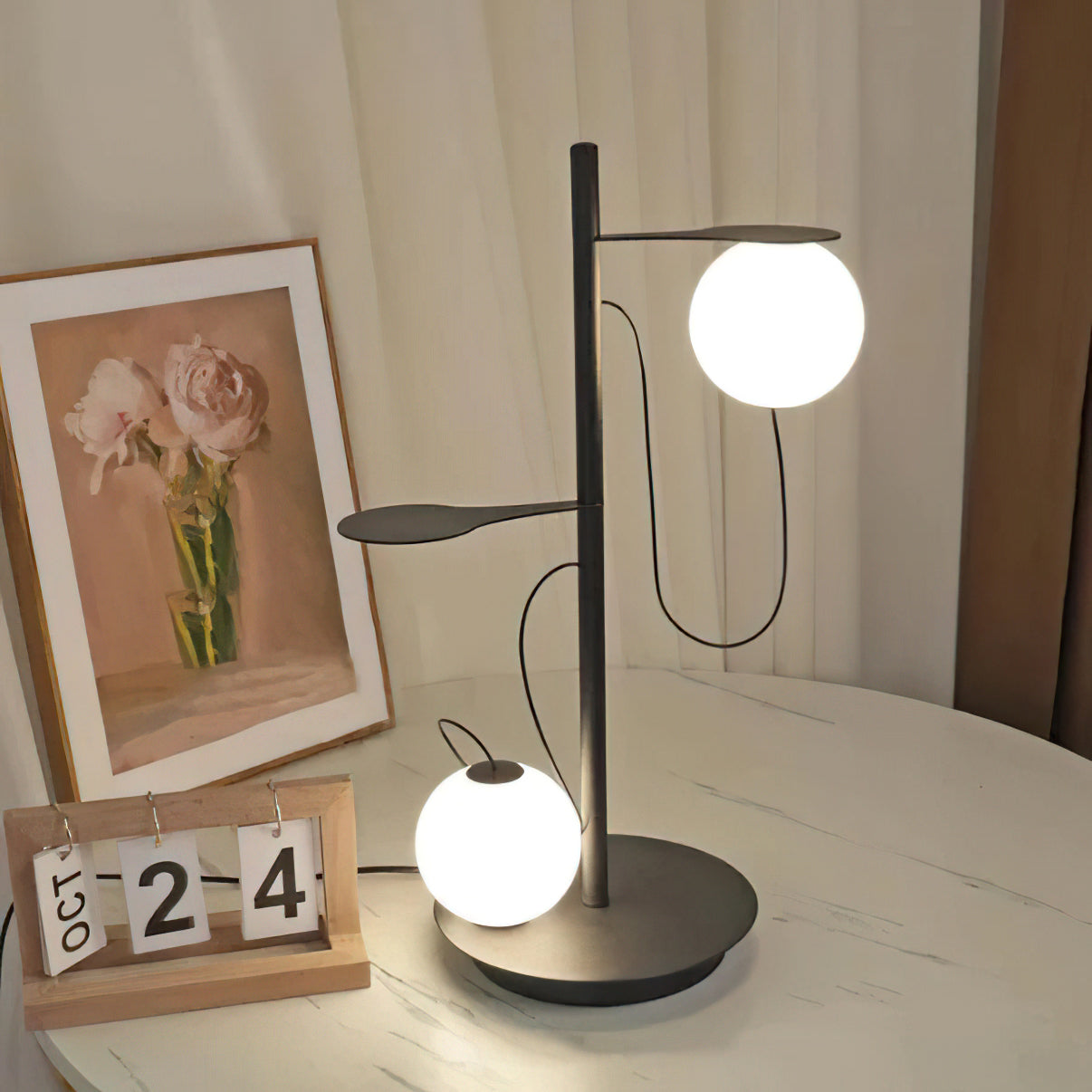 マグネット式ラウンドビーンテーブルランプ