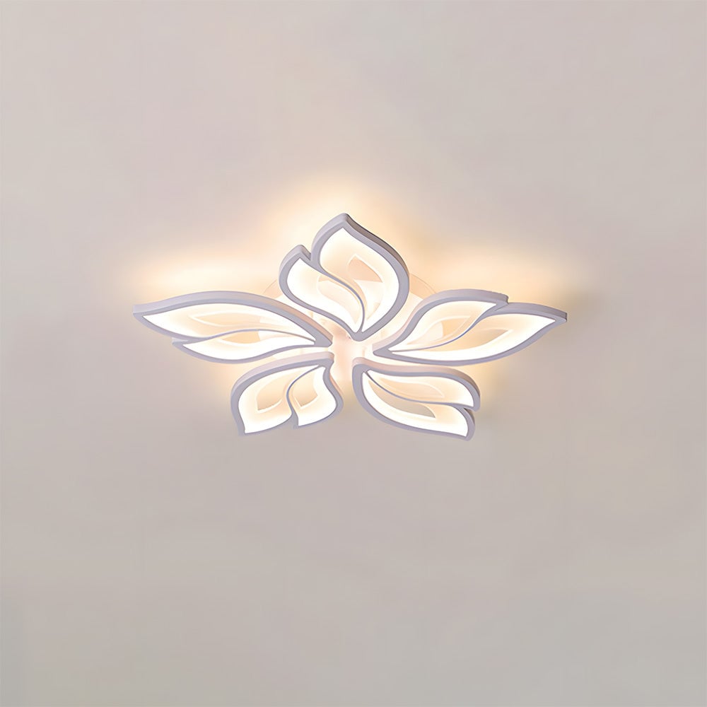 リビングルームに最適なクリエイティブデザインの花びら型ホワイトシーリングライト