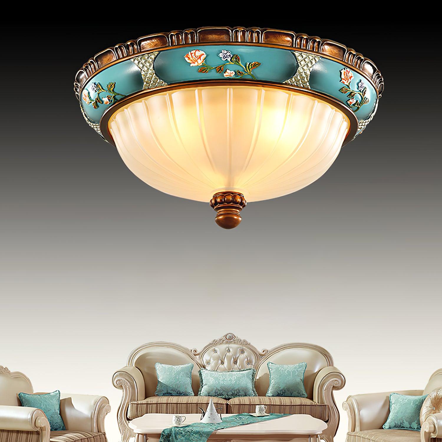 レトロな花柄樹脂埋め込み型シーリングライト